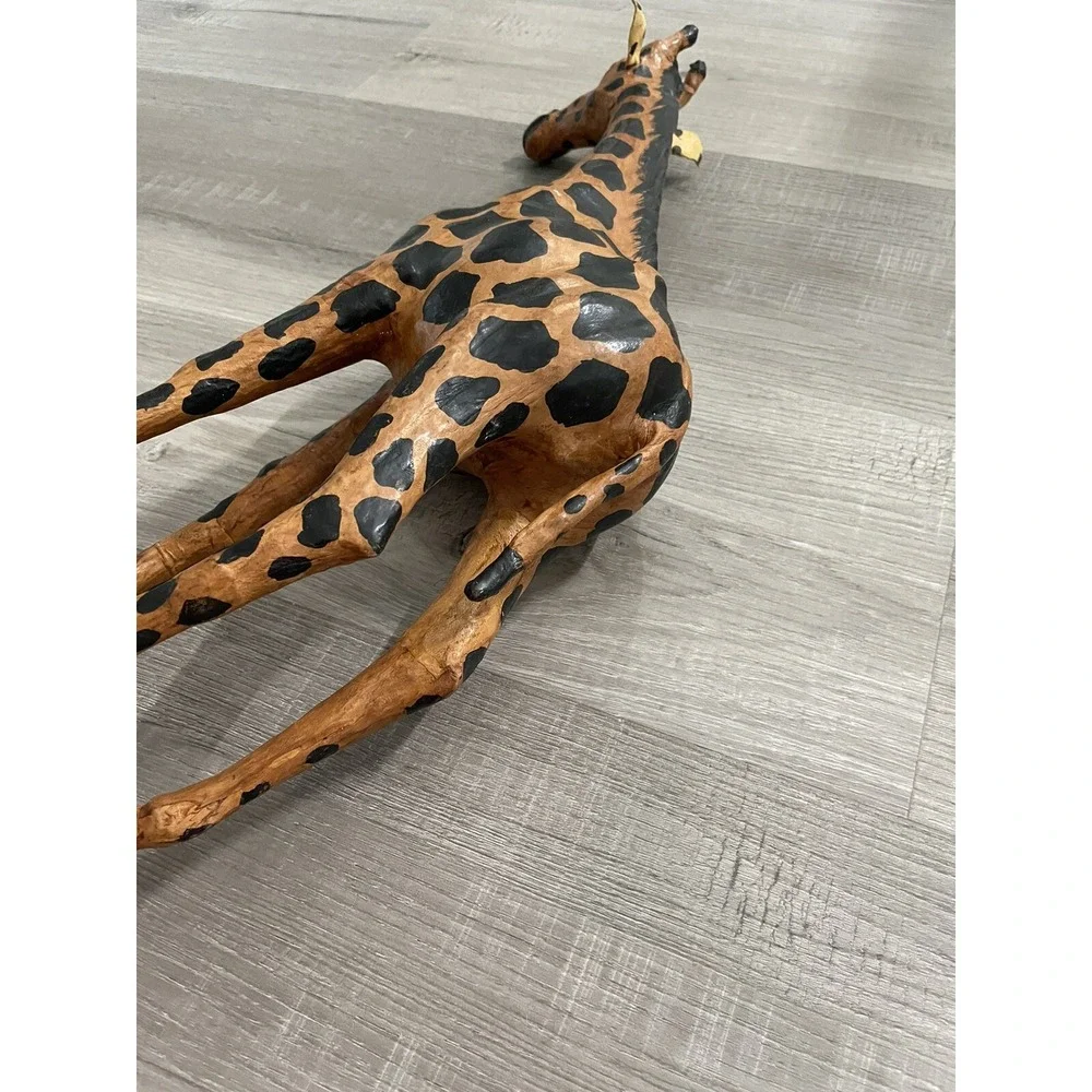 Vintage Leather Wrapped Giraffe Large Statue‎ Decor Figure 17